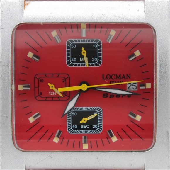 *Locman Aluminum Red Dial Chronograph Watch, Works - Picture 2 of 6